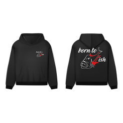 ZAVRAS FISHING BORN TO FISH ΡΑΦΤΟ LOGO HOODIES ΜΕ ΚΟΥΚΟΥΛΑ ΜΑΥΡΟ ΧΡΩΜΑ