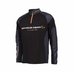 SAVAGE GEAR TOURNAMENT GEAR SHIRT UV +30 1/2 ZIP BLACK INK